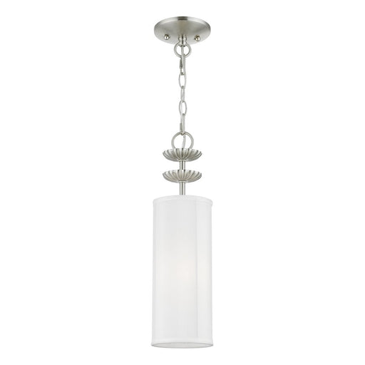 Livex Brookdale 1 Light Mini Pendant, Off-White/White Inside