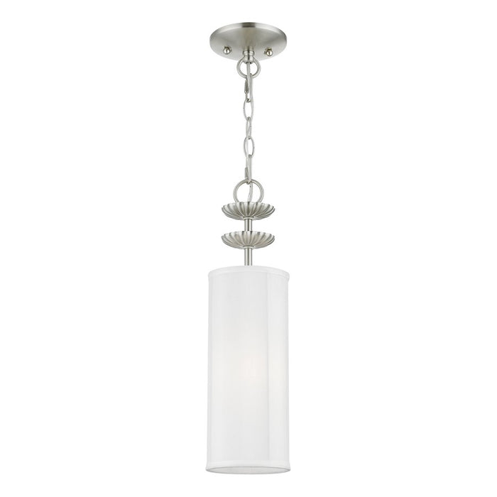 Livex Brookdale 1 Light Mini Pendant, Off-White/White Inside