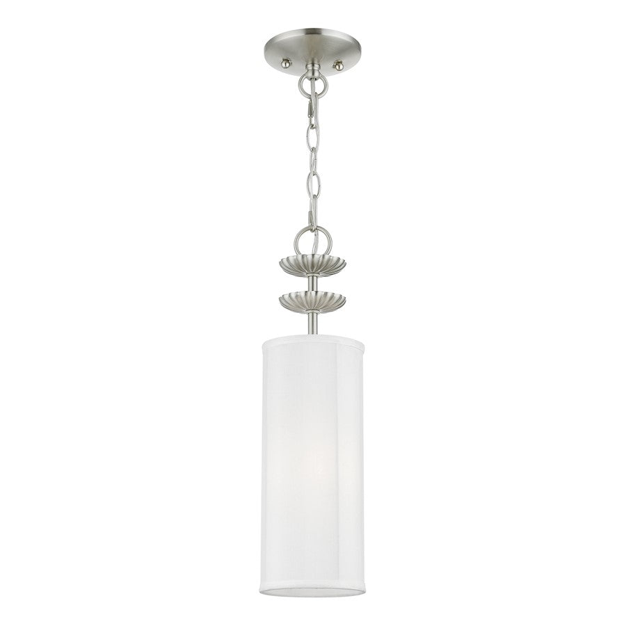Livex Brookdale 1 Light Mini Pendant, Off-White/White Inside