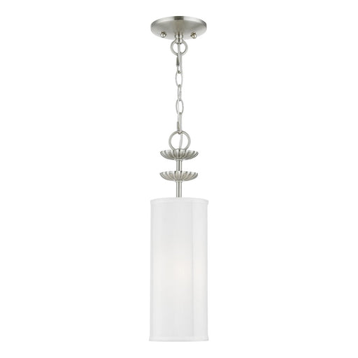 Livex Brookdale 1 Light Mini Pendant, Off-White/White Inside