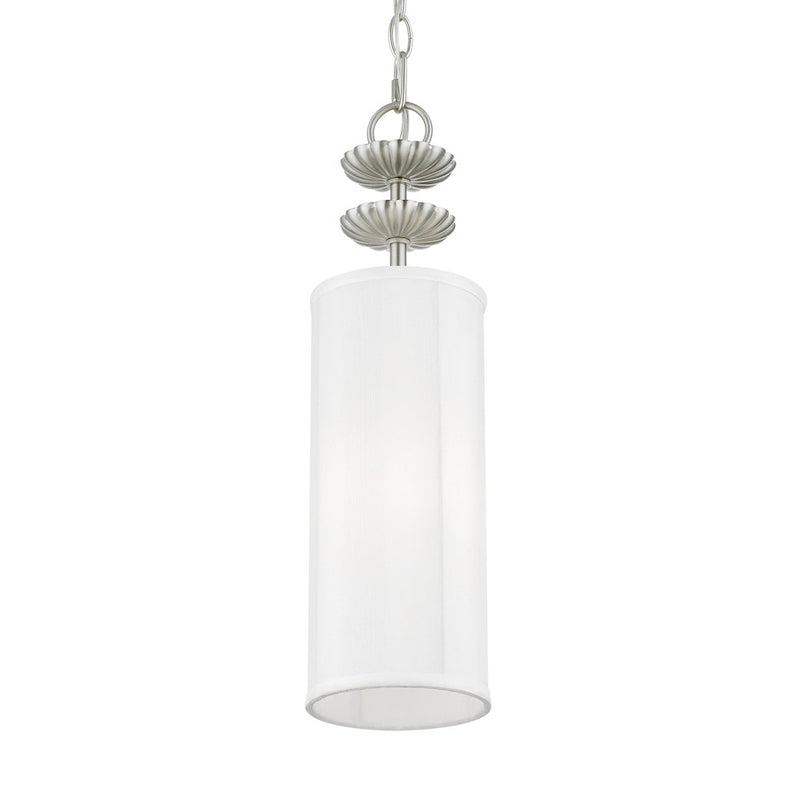 Livex Brookdale 1 Light Mini Pendant, Off-White/White Inside