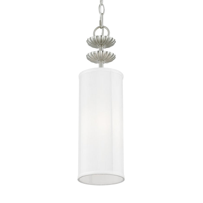 Livex Brookdale 1 Light Mini Pendant, Off-White/White Inside