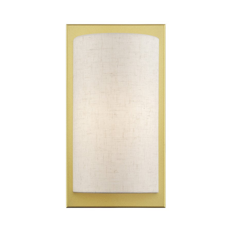 Livex Brenton 1Lt ADA Sconce, Gold/Oatmeal/White Fabric - 45230-33