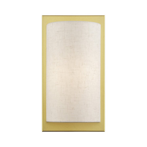 Livex Brenton 1Lt ADA Sconce, Gold/Oatmeal/White Fabric - 45230-33