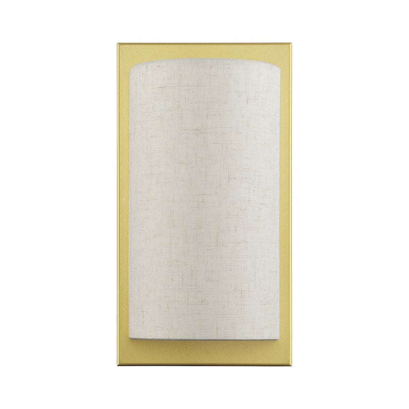Livex Brenton 1Lt ADA Sconce, Gold/Oatmeal/White Fabric