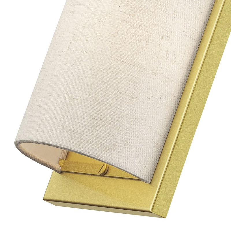 Livex Brenton 1Lt ADA Sconce, Gold/Oatmeal/White Fabric
