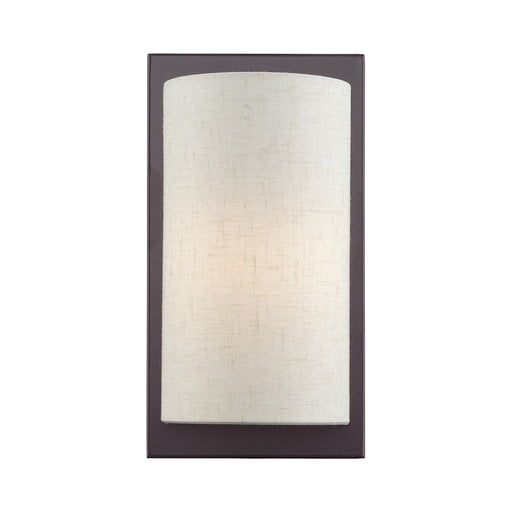 Livex Brenton 1Lt ADA Sconce, English Bronze/Oatmeal/White Fabric - 45230-92