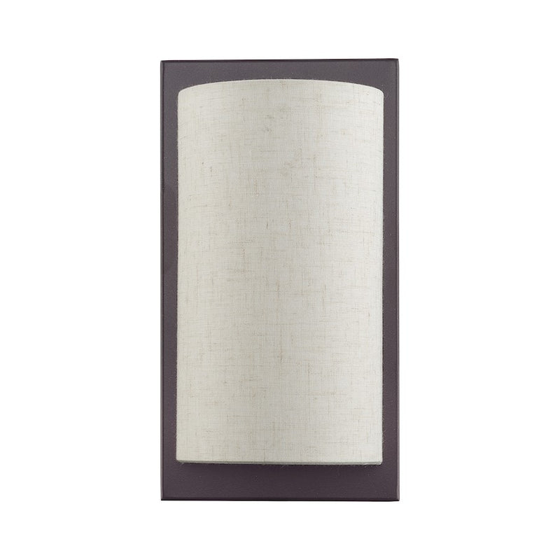 Livex Brenton 1Lt ADA Sconce, English Bronze/Oatmeal/White Fabric