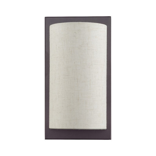Livex Brenton 1Lt ADA Sconce, English Bronze/Oatmeal/White Fabric