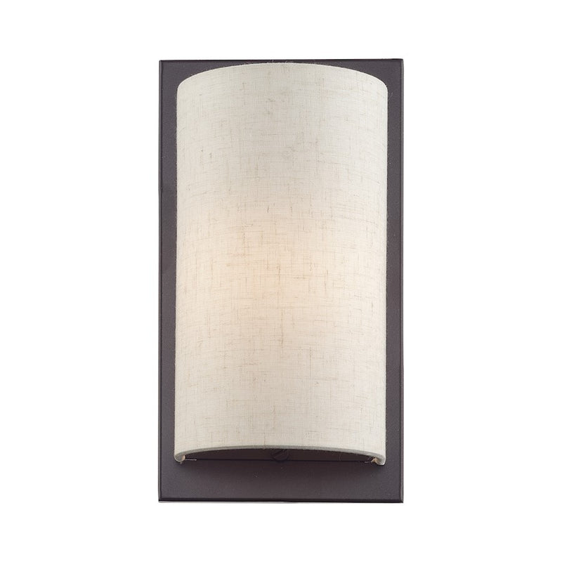 Livex Brenton 1Lt ADA Sconce, English Bronze/Oatmeal/White Fabric