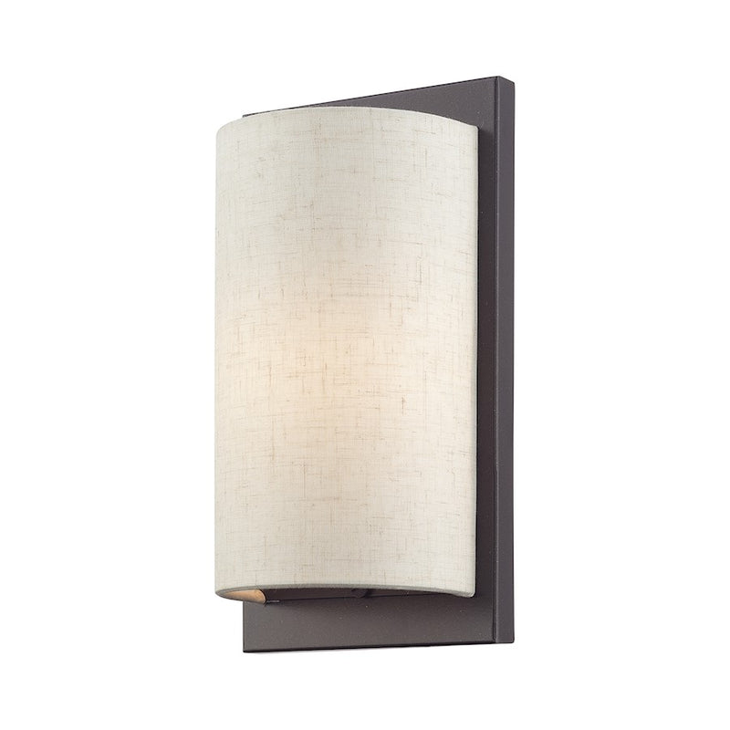 Livex Brenton 1Lt ADA Sconce, English Bronze/Oatmeal/White Fabric