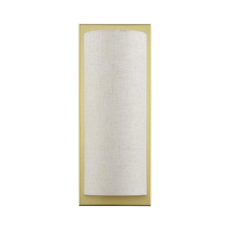 Livex Brenton 2Lt ADA Sconce, Gold/Oatmeal/White Fabric