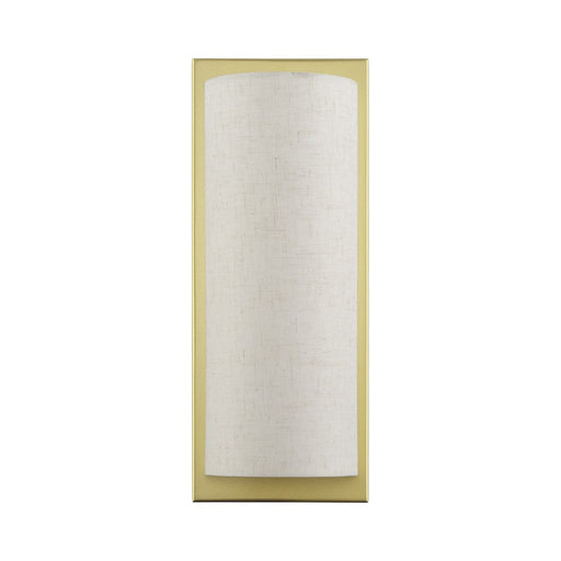 Livex Brenton 2Lt ADA Sconce, Gold/Oatmeal/White Fabric