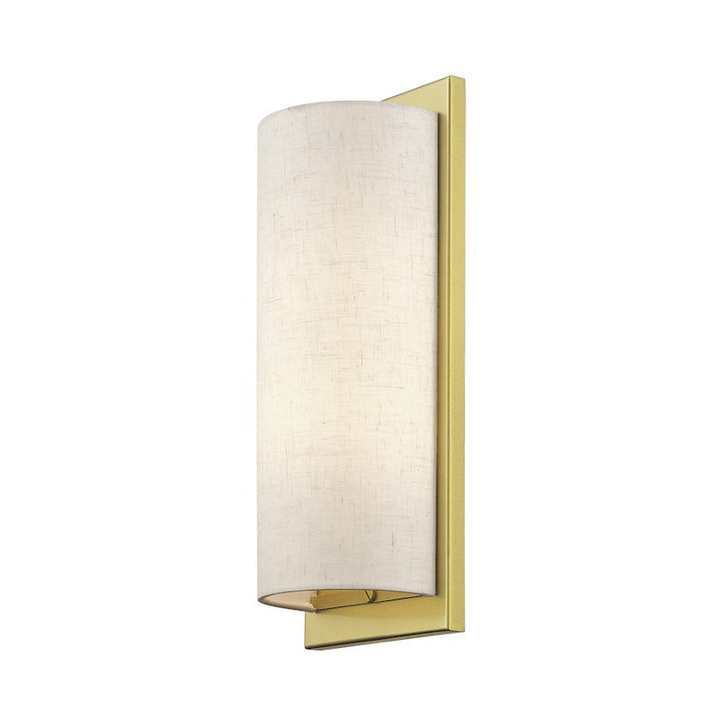 Livex Brenton 2Lt ADA Sconce, Gold/Oatmeal/White Fabric