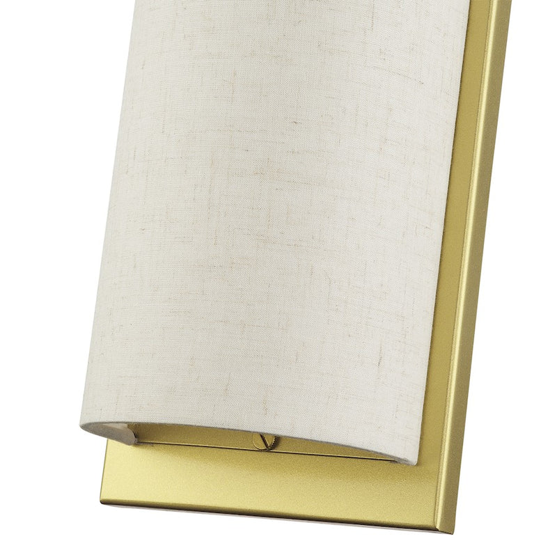 Livex Brenton 2Lt ADA Sconce, Gold/Oatmeal/White Fabric