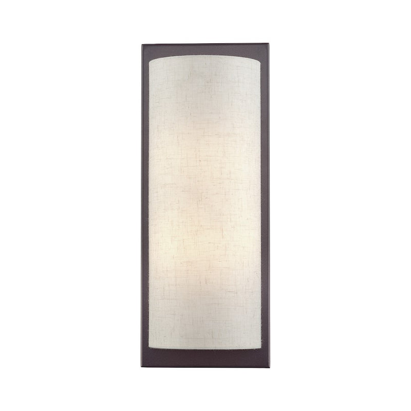 Livex Brenton 2Lt ADA Sconce, English Bronze/Oatmeal/White Fabric - 45231-92