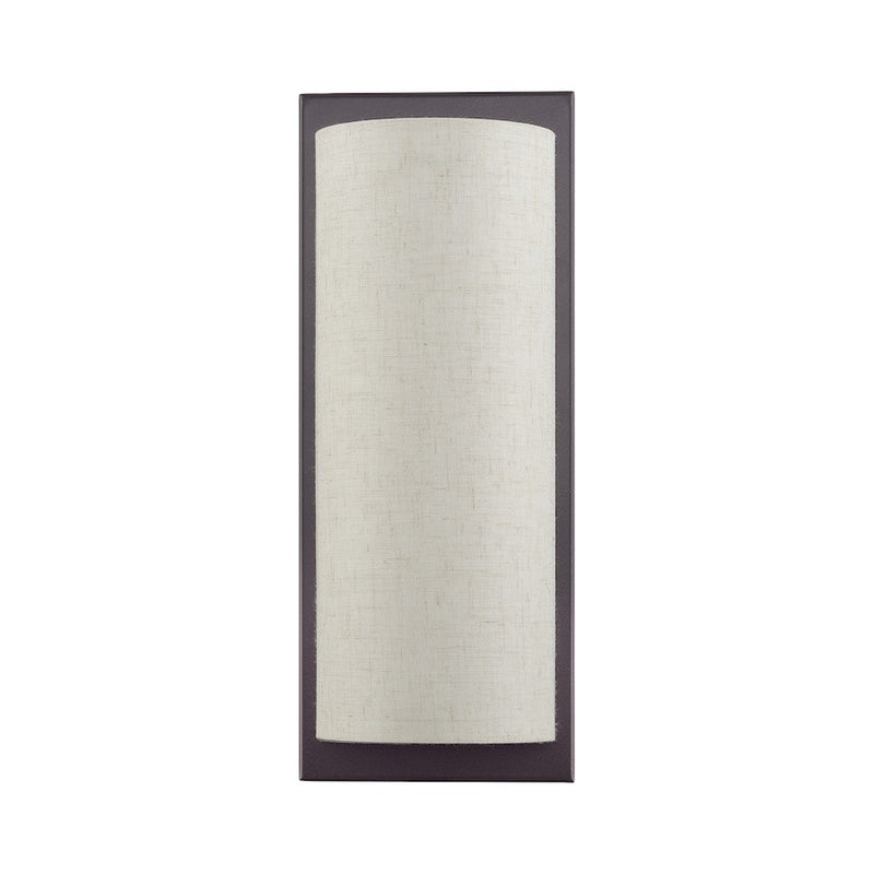 Livex Brenton 2Lt ADA Sconce, English Bronze/Oatmeal/White Fabric