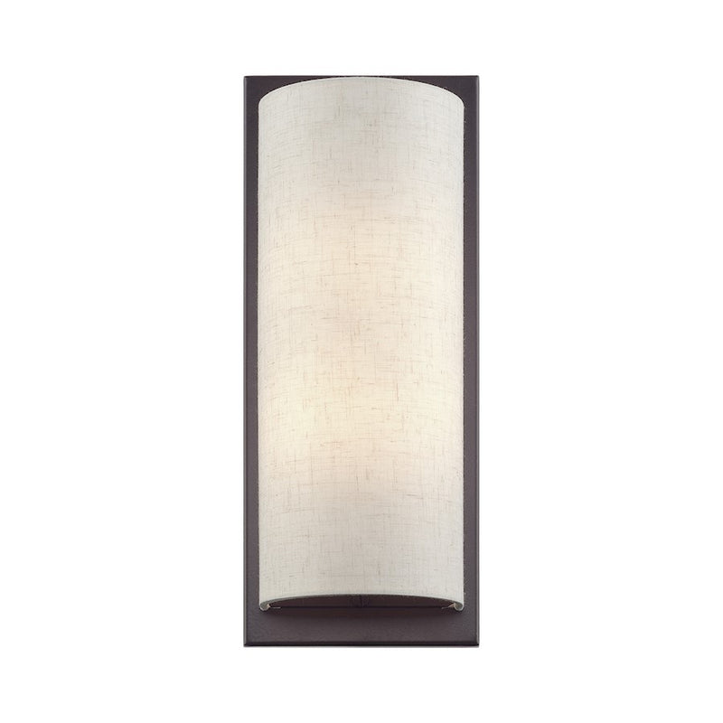 Livex Brenton 2Lt ADA Sconce, English Bronze/Oatmeal/White Fabric