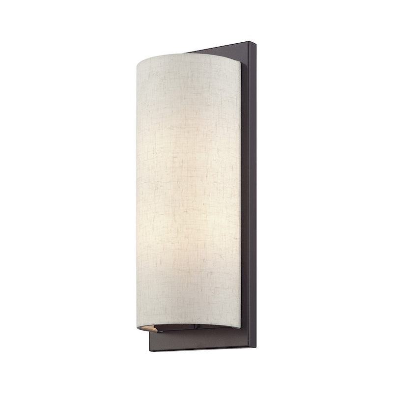 Livex Brenton 2Lt ADA Sconce, English Bronze/Oatmeal/White Fabric