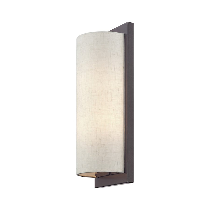 Livex Brenton 2Lt ADA Sconce, English Bronze/Oatmeal/White Fabric