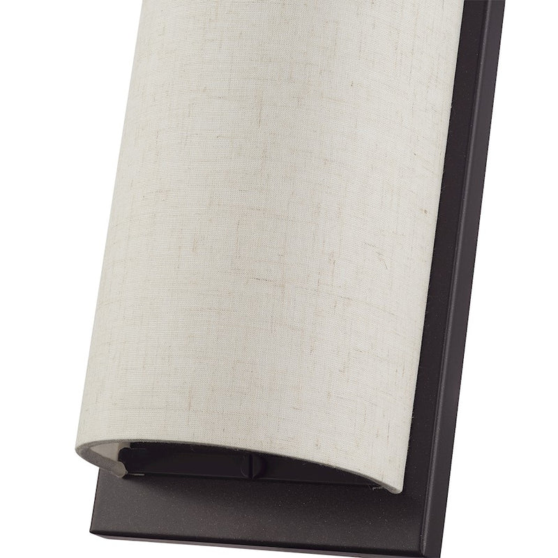 Livex Brenton 2Lt ADA Sconce, English Bronze/Oatmeal/White Fabric