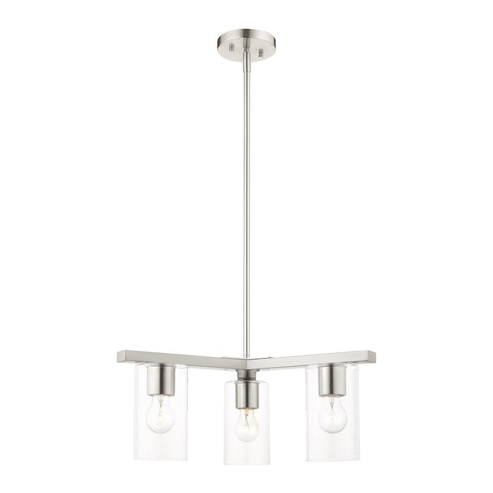 Livex Zurich Chandelier, Brushed Nickel/Clear Glass
