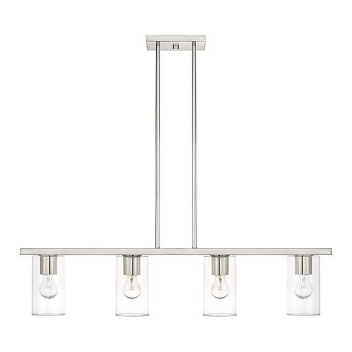 Livex Zurich 4 Light Chandelier, Brushed Nickel/Clear Glass