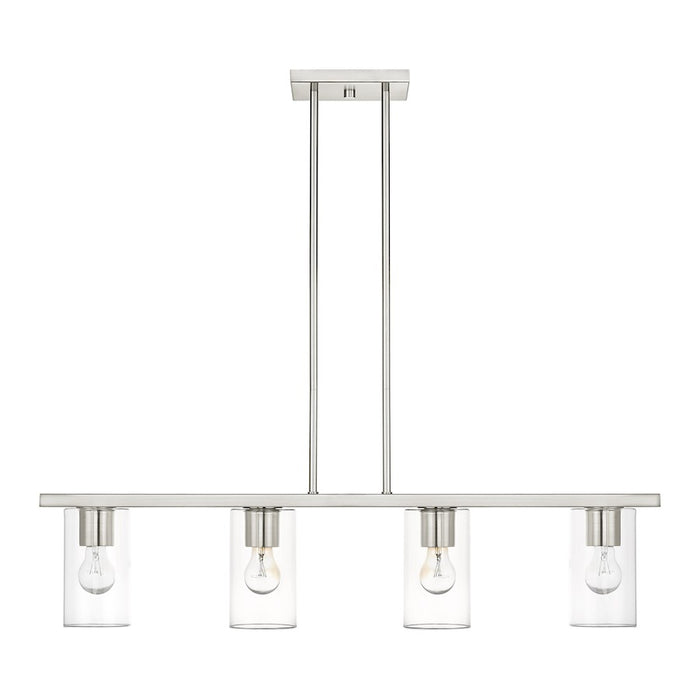 Livex Zurich 4 Light Chandelier, Brushed Nickel/Clear Glass