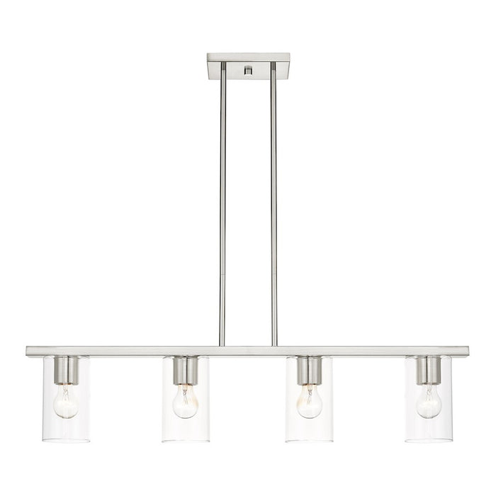 Livex Zurich 4 Light Chandelier, Brushed Nickel/Clear Glass