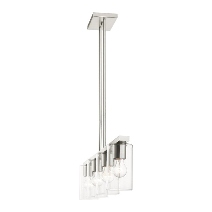 Livex Zurich 4 Light Chandelier, Brushed Nickel/Clear Glass