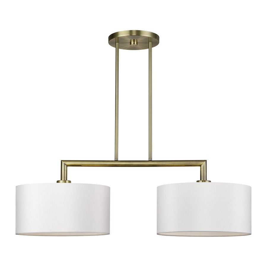 Livex Meridian 2Lt Large Chandelier, Brass/Off-White - 45492-01