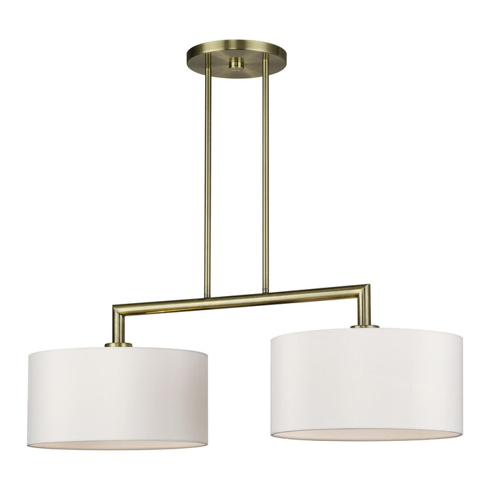 Livex Meridian 2Lt Large Chandelier, Brass/Off-White