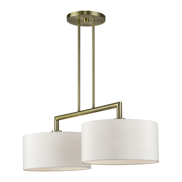 Livex Meridian 2Lt Large Chandelier, Brass/Off-White