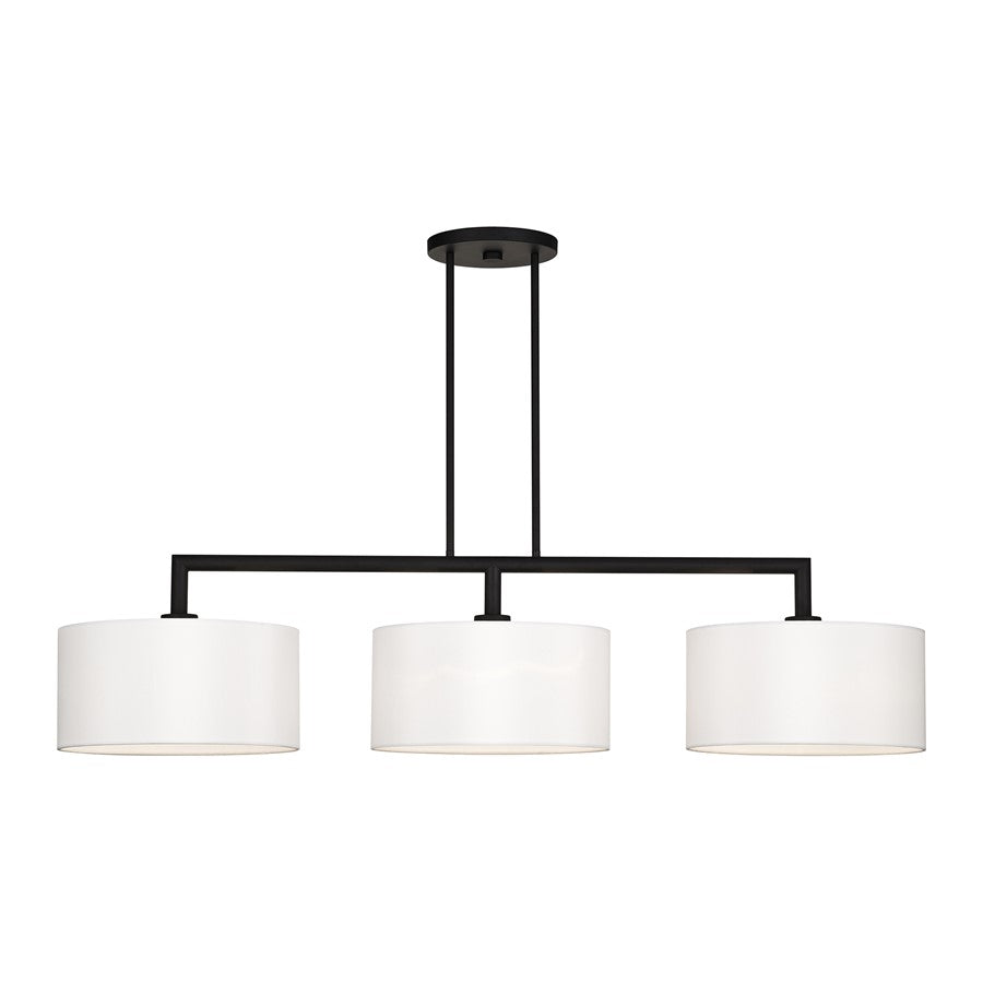 Livex Meridian 3Lt Extra Large Chandelier, Black/Off-White - 45493-04