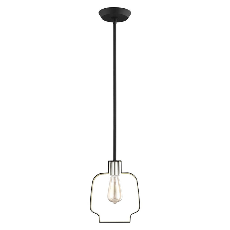 Livex Meadowbrook 18" Light Pendant, Black/Nickel/Black Shade/Gold