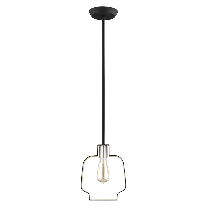 Livex Meadowbrook 18" Light Pendant, Black/Nickel/Black Shade/Gold