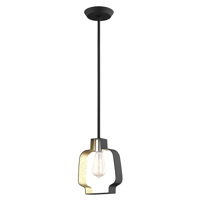 Livex Meadowbrook 18" Light Pendant, Black/Nickel/Black Shade/Gold