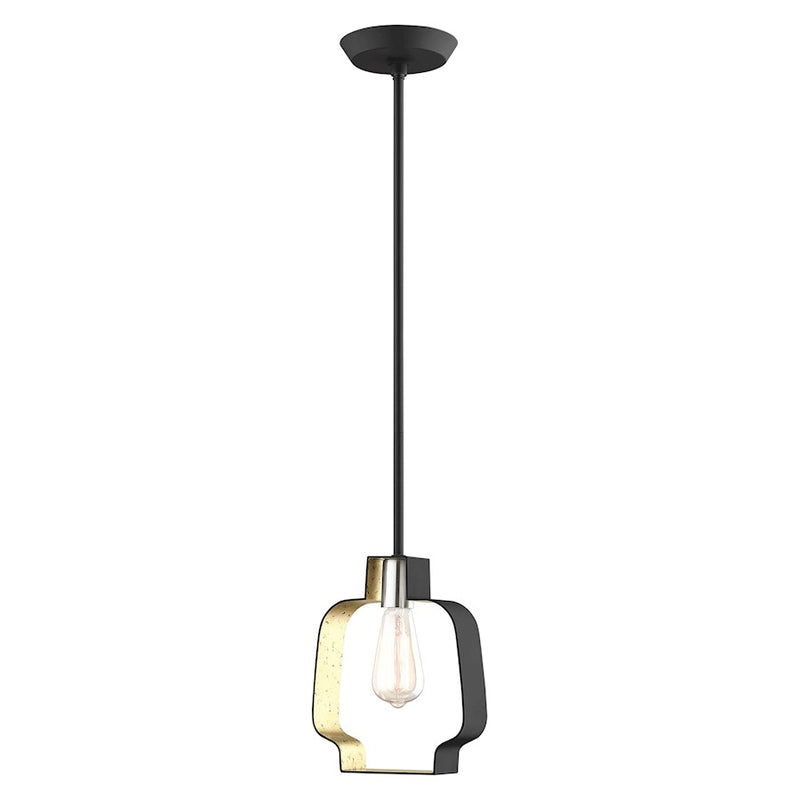 Livex Meadowbrook 18" Light Pendant, Black/Nickel/Black Shade/Gold