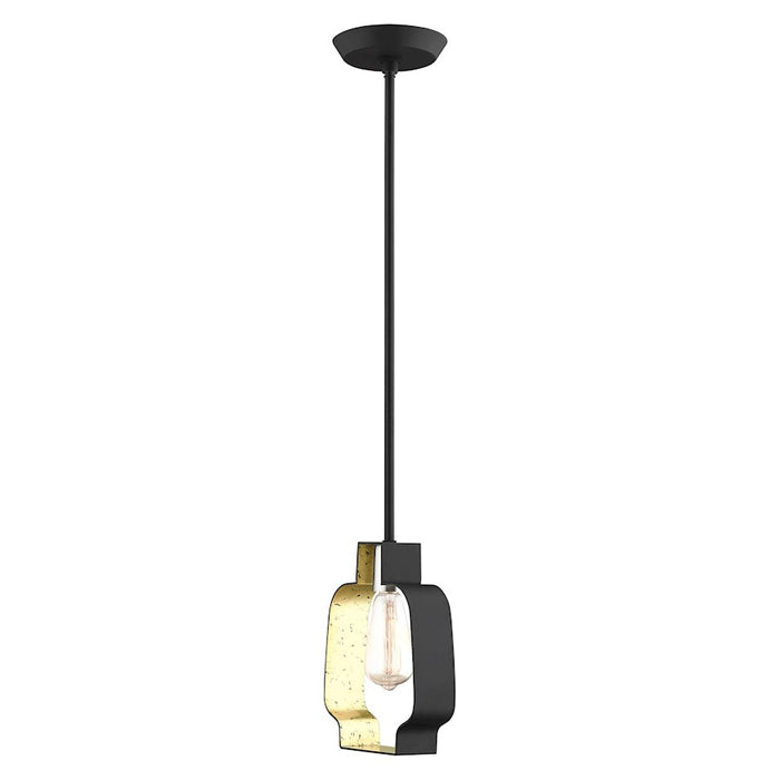 Livex Meadowbrook 18" Light Pendant, Black/Nickel/Black Shade/Gold