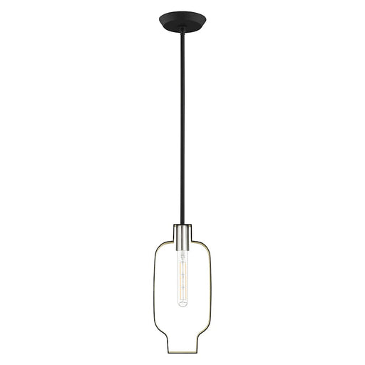 Livex Meadowbrook 1 Light Pendant, Black/Nickel/Black Shade/Gold