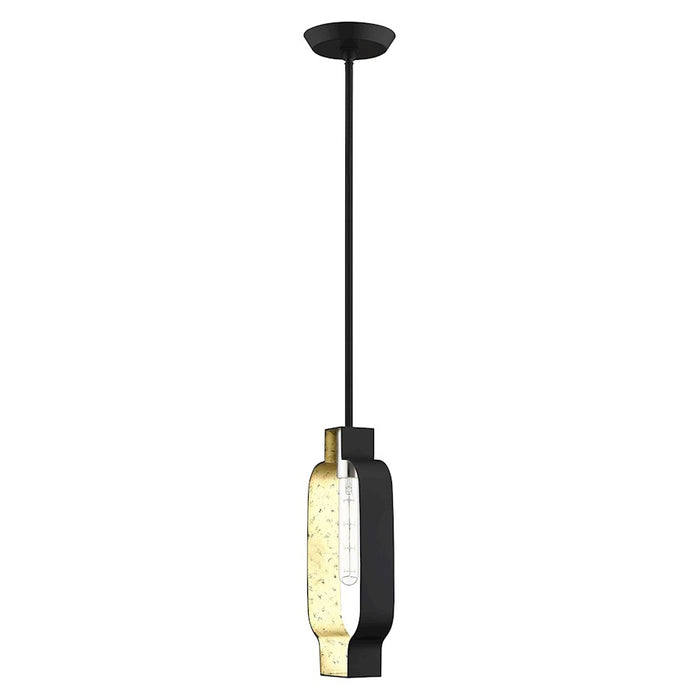 Livex Meadowbrook 1 Light Pendant, Black/Nickel/Black Shade/Gold