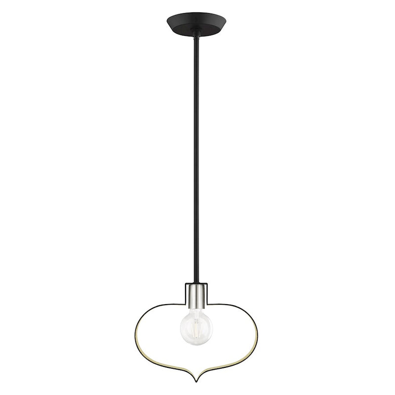 Livex Meadowbrook 17.25" Light Pendant, Black/Nickel/Black Shade/Gold