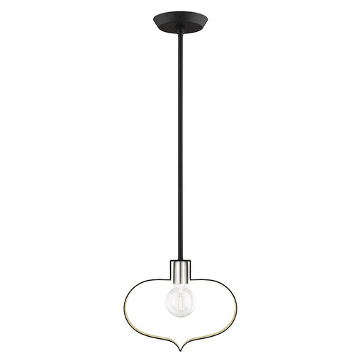 Livex Meadowbrook 17.25" Light Pendant, Black/Nickel/Black Shade/Gold