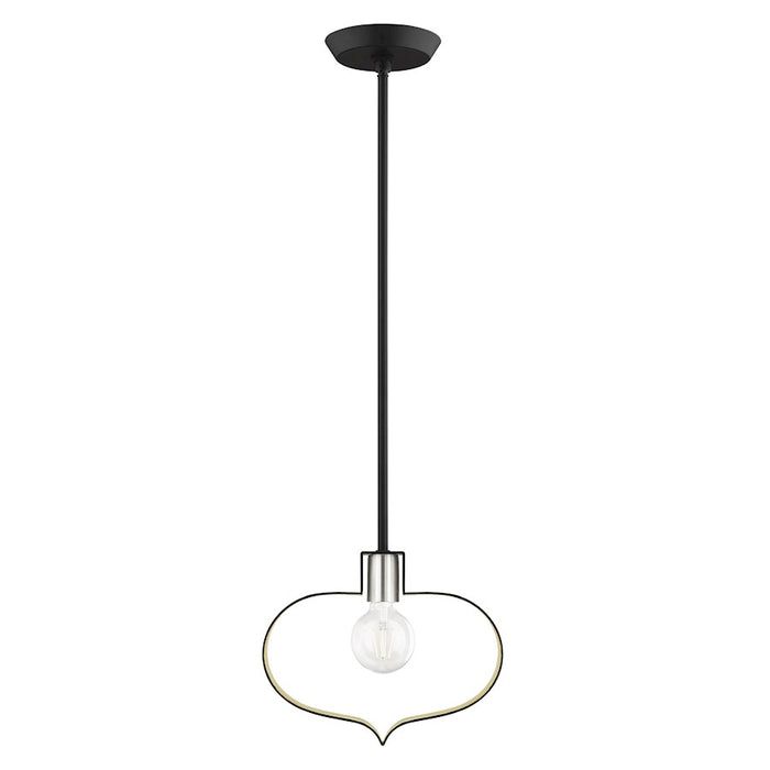 Livex Meadowbrook 17.25" Light Pendant, Black/Nickel/Black Shade/Gold