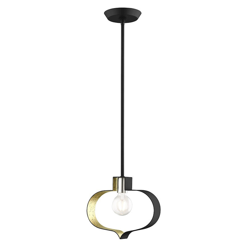 Livex Meadowbrook 17.25" Light Pendant, Black/Nickel/Black Shade/Gold