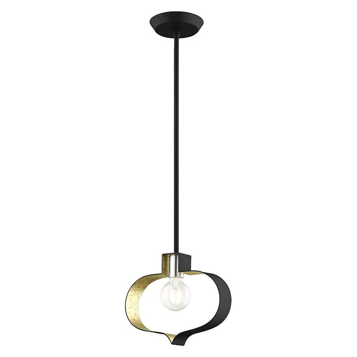Livex Meadowbrook 17.25" Light Pendant, Black/Nickel/Black Shade/Gold