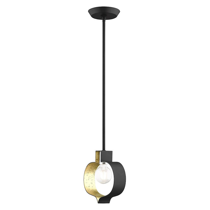 Livex Meadowbrook 17.25" Light Pendant, Black/Nickel/Black Shade/Gold