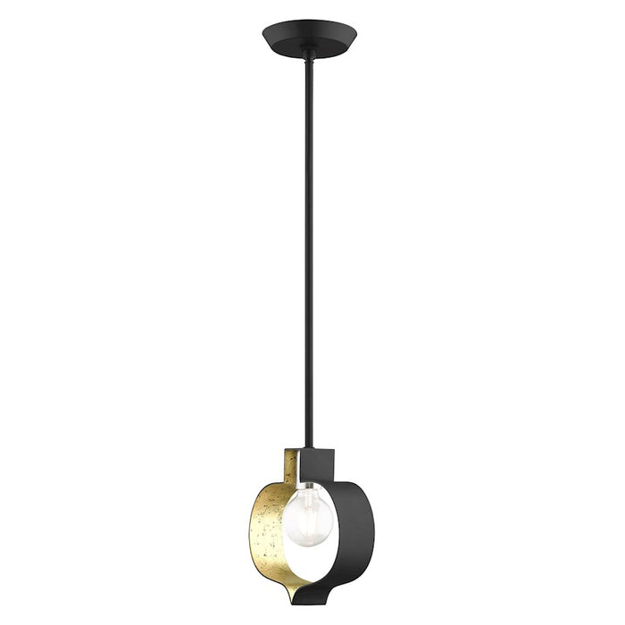 Livex Meadowbrook 17.25" Light Pendant, Black/Nickel/Black Shade/Gold