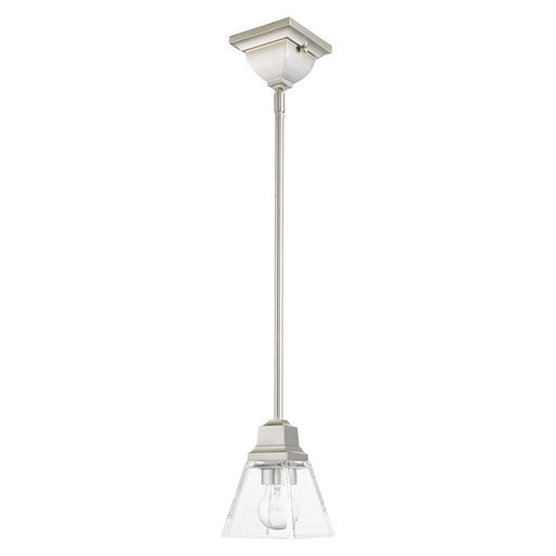 Livex Mission 1 Light Pendant, Brushed Nickel/Clear Glass
