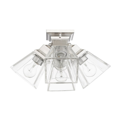 Livex Mission 4 Light Flush Mount , Brushed Nickel/Clear Glass